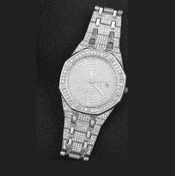 Men's Iced Out Hip Hop Bling Waterproof Simulated Diamond Quartz Movement Watch - Picture 7 of 11